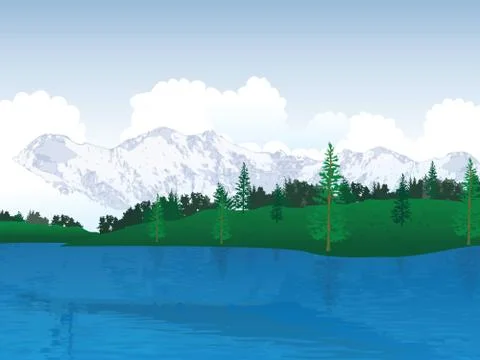 Lake view landscape Illustrazione stock