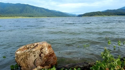 Lake view landscape with mountain background. Stock Footage 95660097