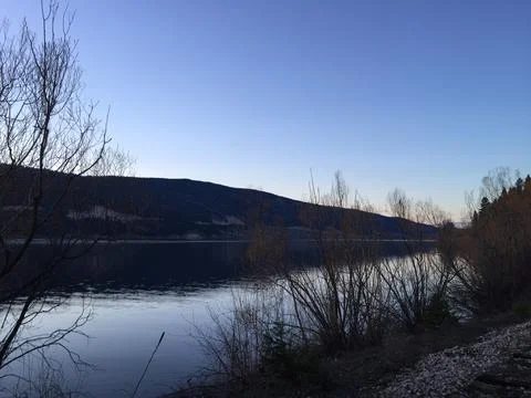 Lake view with mountain Stock Photos