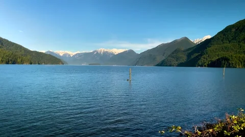 Lake View with Mountains Stock Footage 147896205