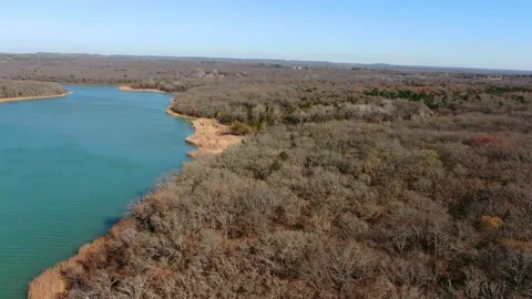 Lake view over Oklahoma Stock Footage 143983132