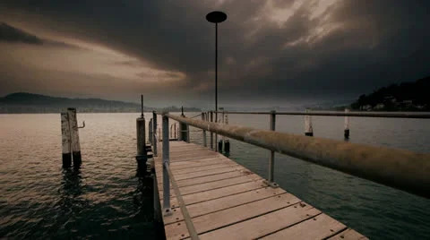 Lake view pier time lapse Stock Footage 24737836