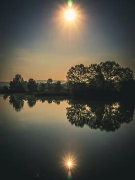 Lake view in spring Stock Photos