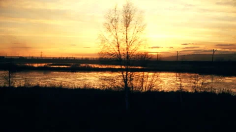 Lake view at sunset Stock-Footage 96693759