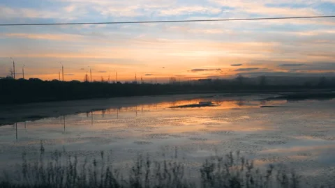 Lake view at sunset Stock-Footage 97065475