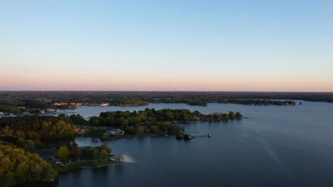 Lake view at sunset Stock Footage 107674446