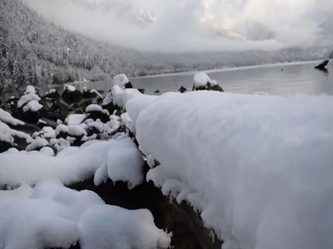 Lake view through snow Vancouver, Canada Video stock 70685374