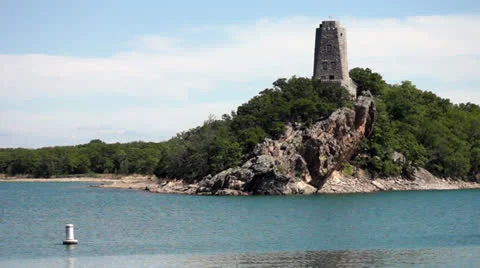 Lake view of Tucker Tower Stock Footage 25541856