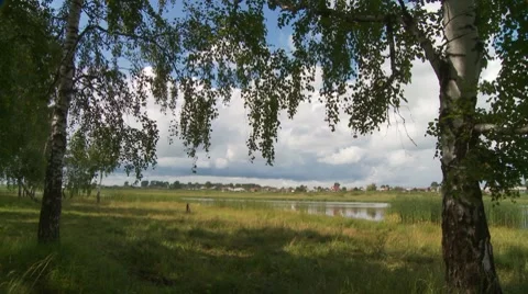 Lake by village 2 Video stock 7730845