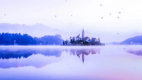 Lake Village Blue Particles Loop Stock Footage 117352758