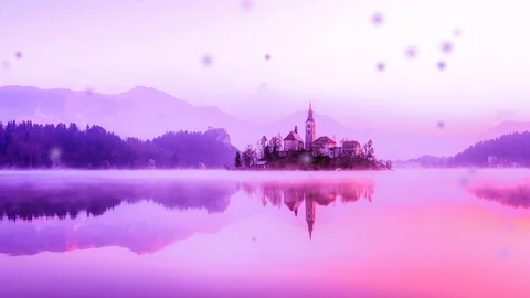Lake Village Pink Particles Loop Stock Footage 117352801