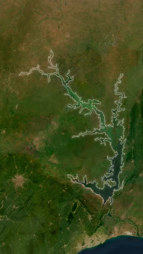 Lake Volta Map  Loop Animation In Vertical Stock Footage 334085336