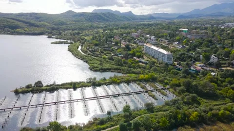 The lake is warm with an Olympic rowing base Stock Footage 323910961