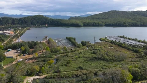 The lake is warm with an Olympic rowing base Stock Footage 323910964