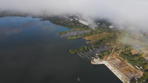 The lake is warm with an Olympic rowing base Stock Footage 323911010