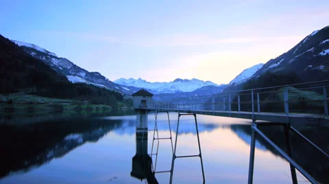 Lake water reflection. nature background. dusk sky Video stock 34517815