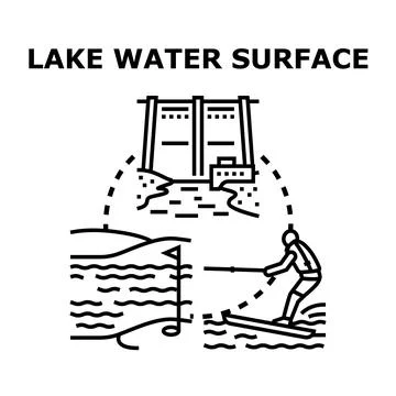 Lake water surface activities and reservoir concept Stock Illustration
