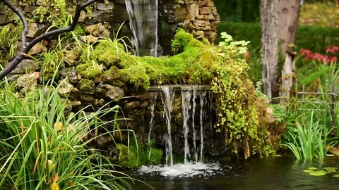 Lake with a waterfall loop video Stock Footage 98638903