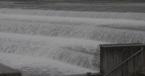 Lake Waterfall Stream Close up German Town Stock Footage 158772086