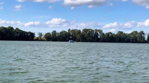 Lake Waves Moving to the Right on a Clear Summer Day, Scenic View in Slow Motion Stock Footage 282273177