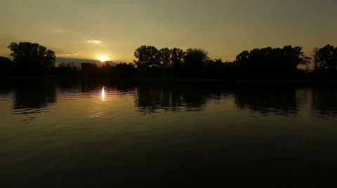 Lake waves sunset Stock Footage 34068471