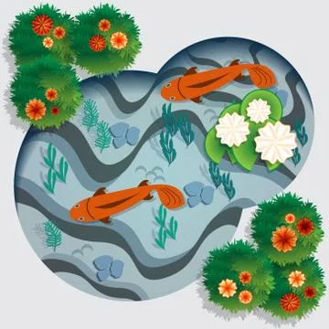 Lake in which the fish swim. Stock Illustration