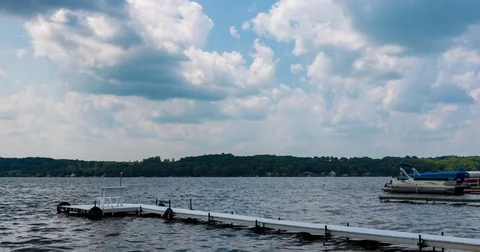 Lake White Dock Time-Lapse Clouds Stock Footage 79427265