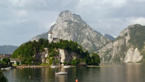 Lake, Wide Shot, Lockdown, 10 Seconds Or Greater, Outdoors, Day, Church, Place Stock Footage 94064258