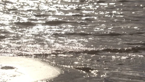 Lake wind light surf shore Video stock 130066298