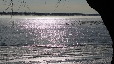 Lake In Winter Geese Migrating Video stock 83832626