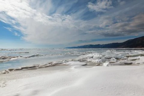 Lake in winter Stock Photos