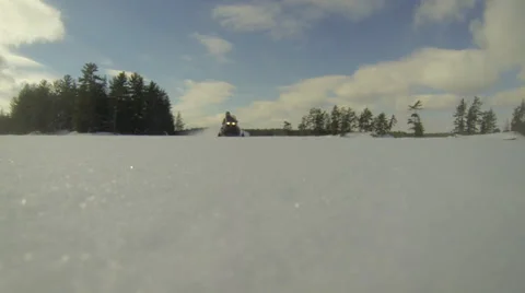 Lake Winter - Snowmobile 01 Stock Footage 35280313