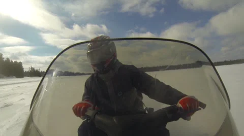 Lake Winter - Snowmobile 02 Stock Footage 35343989