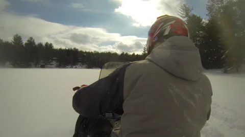 Lake Winter - Snowmobile 04 Stock Footage 35341979