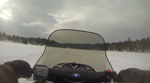 Lake Winter - Snowmobile 05 Stock Footage 35284769