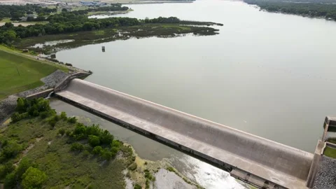 Lake Worth Fort Worth Texas Aerial Footage Dam Spillway Stock Footage 197010810