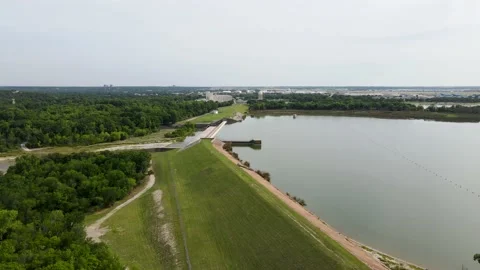 Lake Worth Fort Worth Texas Aerial Footage Dam Spillway Stock Footage 197014135