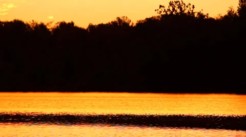 Lake with Yellow Sunset Stock Footage 36134576