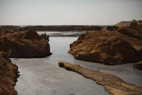 Lake,Between,Mountains,,Riyadh,,Saudi,Arabia Stock Photos