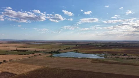 Lakes and farmland Stock Footage 342344680
