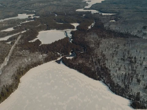 Lakes and Rivers at winter Stock Footage 74345055