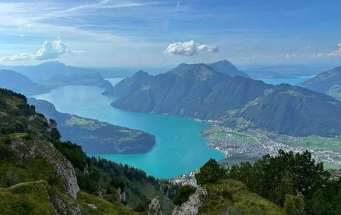 Lakes from the Stoos peak Stock Photos
