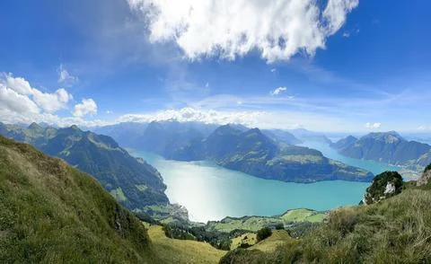 Lakes from the Stoos peak Stock Photos