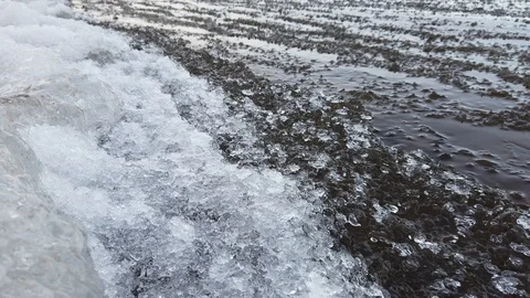 Lakeshore with ice when the lake start freezing over, Finland Stock Footage 119362507