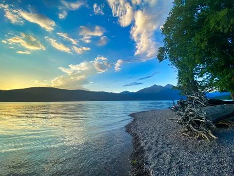 Lakeshore Sunset Stock Photos