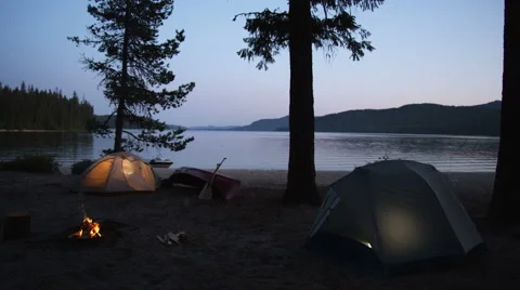 Lakeshore Tent Camp 34 Stock Footage