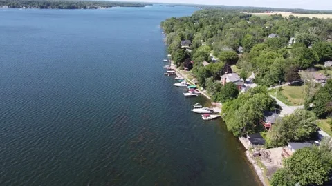 Lakeside aerial flyby Video stock 234089408