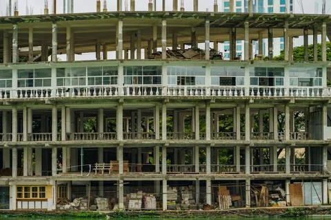 Lakeside building under construction Stock Photos