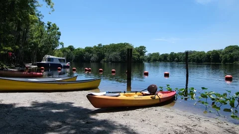 Lakeside Canoes Stock Footage 108876369