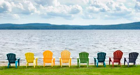 Lakeside chairs Stock Photos